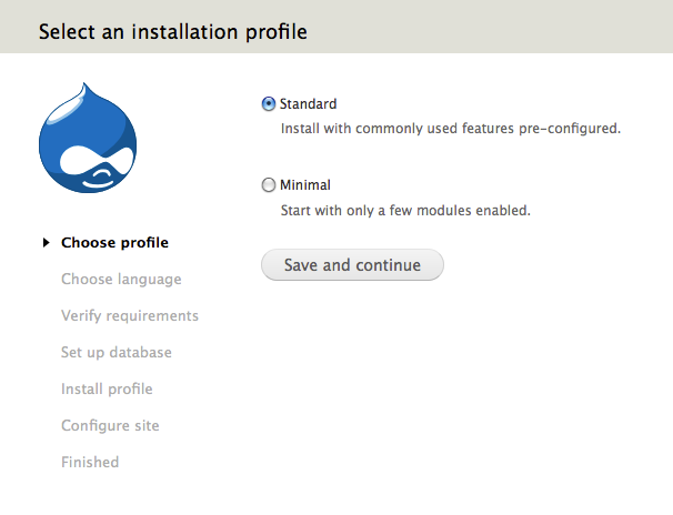 Drupal 7: Select an installation profile